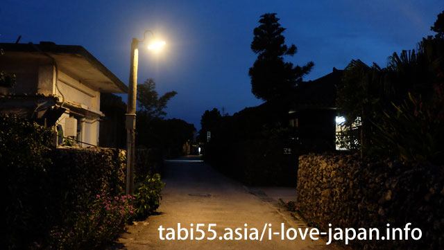 Cycling taketomi-jima island at night to inn
